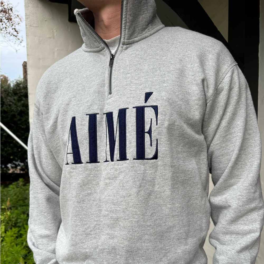 Aime Leon Dore Quarter Zip Gray Sweatshirt